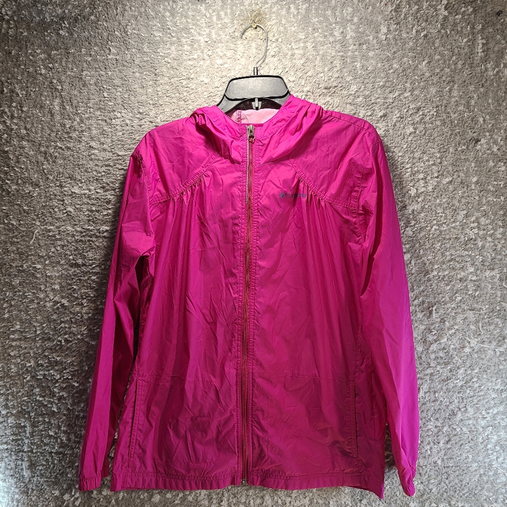 Columbia Women’s Windbreaker Hooded Jacket Pink Size Xl, 18,20 Nylon Lightweight